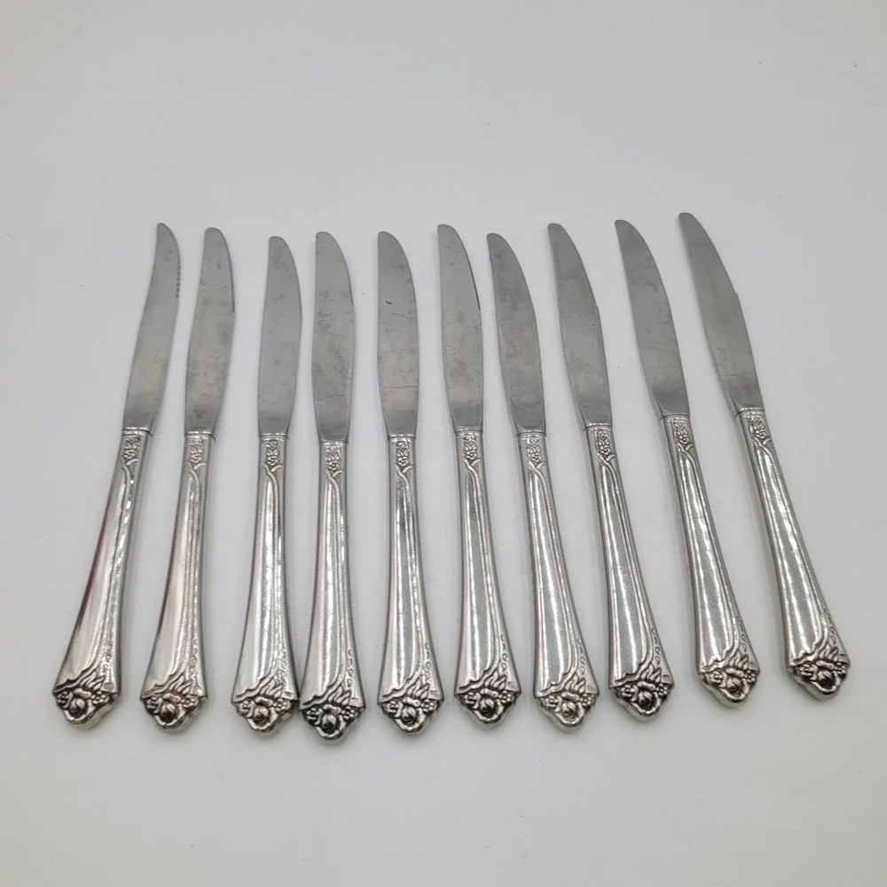 Fantasy Rose Stainless Steel Dinner Knives Floral Pattern Set of 10‎ Pieces